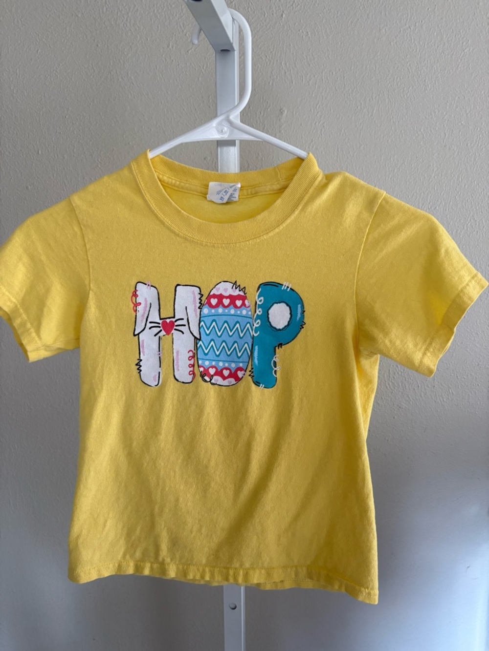 Port and Company Yellow Kids Tee with Colorful HOP Easter Graphic